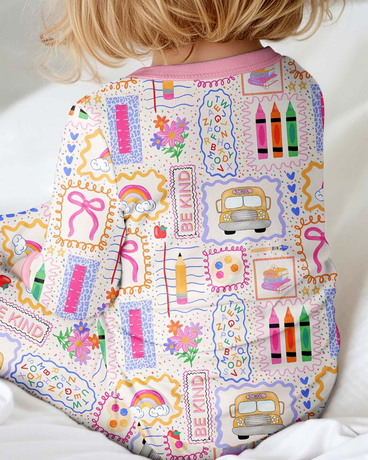 Colorful Doodle School Bamboo Convertible Zippy