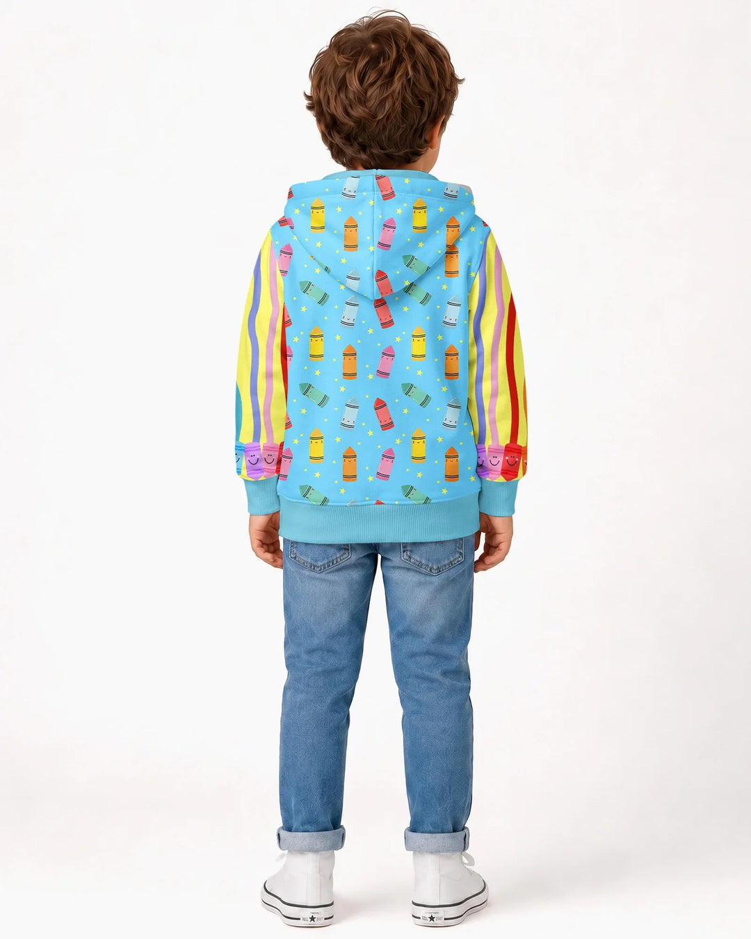 Kapuzenpullover aus Bambus mit hebräischem Alphabet und Reißverschluss