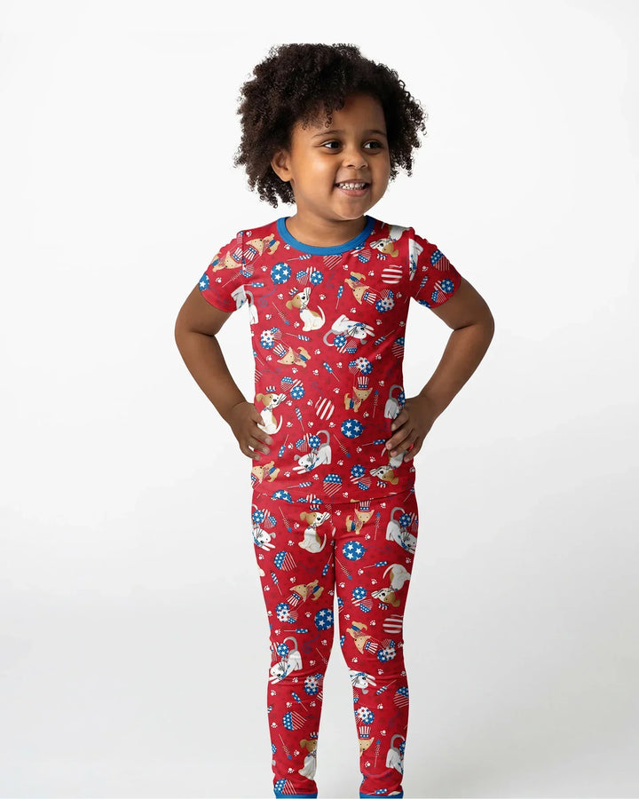 Red, White & Woof Family Matching Bamboo Two Piece Short Sleeve Pajama Set