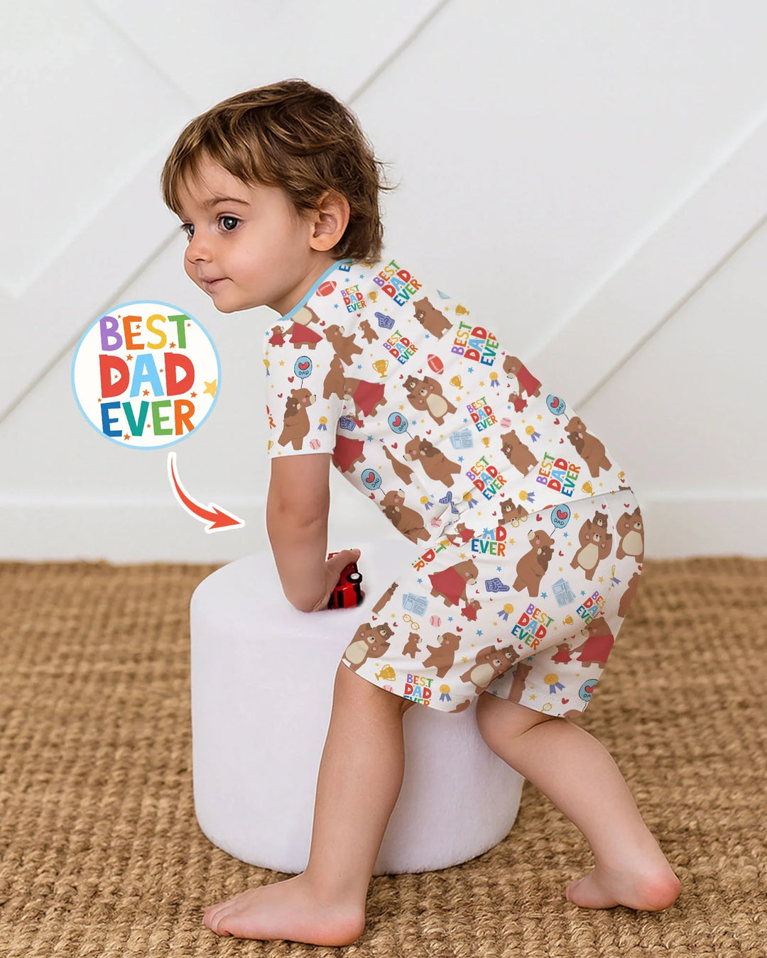 Best Daddy Bear Ever Family Matching Bamboo Two Piece Short Sleeve Shorts Pajama Set