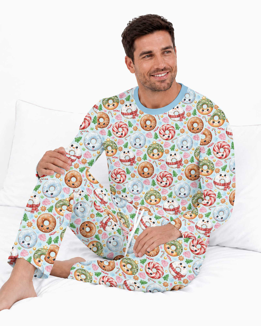 Kawaii Christmas Donuts Bamboo Men's Pajama Set