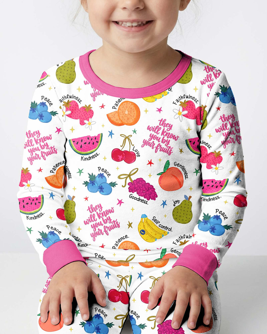 Zweiteiliges Langarm-Pyjama-Set mit Sommerfrüchten