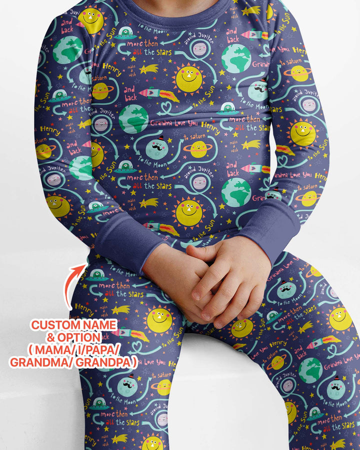 Conjunto de pijama de dos piezas de bambú con mangas largas, plantilla PERSONALIZADA