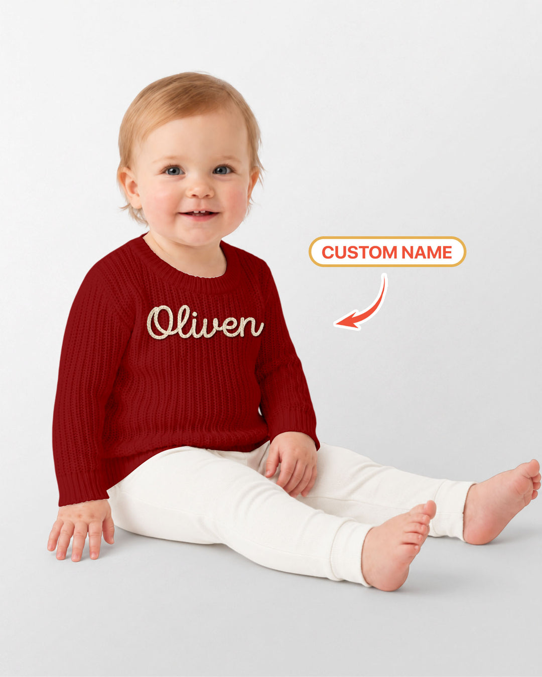 Embroidered Baby Name Bamboo Knit Sweater Bubble