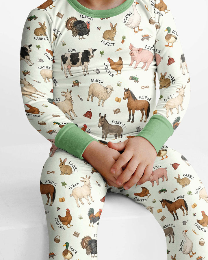 Barnyard Animals Bamboo Two Piece Long Sleeve Pajama Set