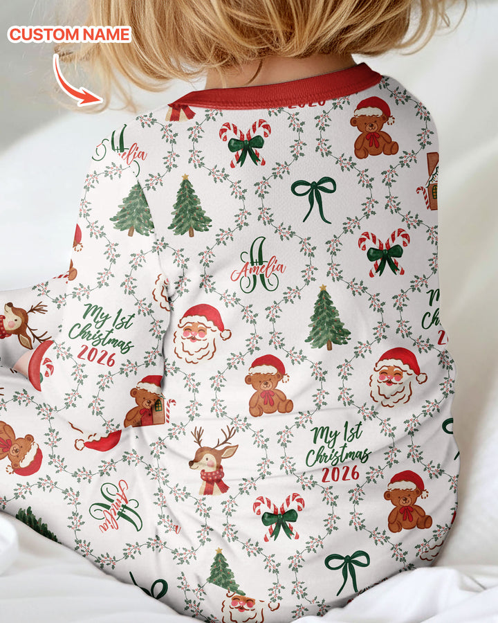Custom name "Fancy Monogram Red Christmas 2026" Bamboo Convertible Zippy