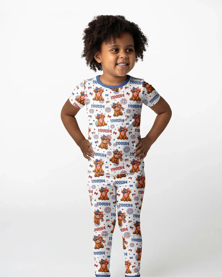 Conjunto de pijama de dos piezas de manga corta de bambú