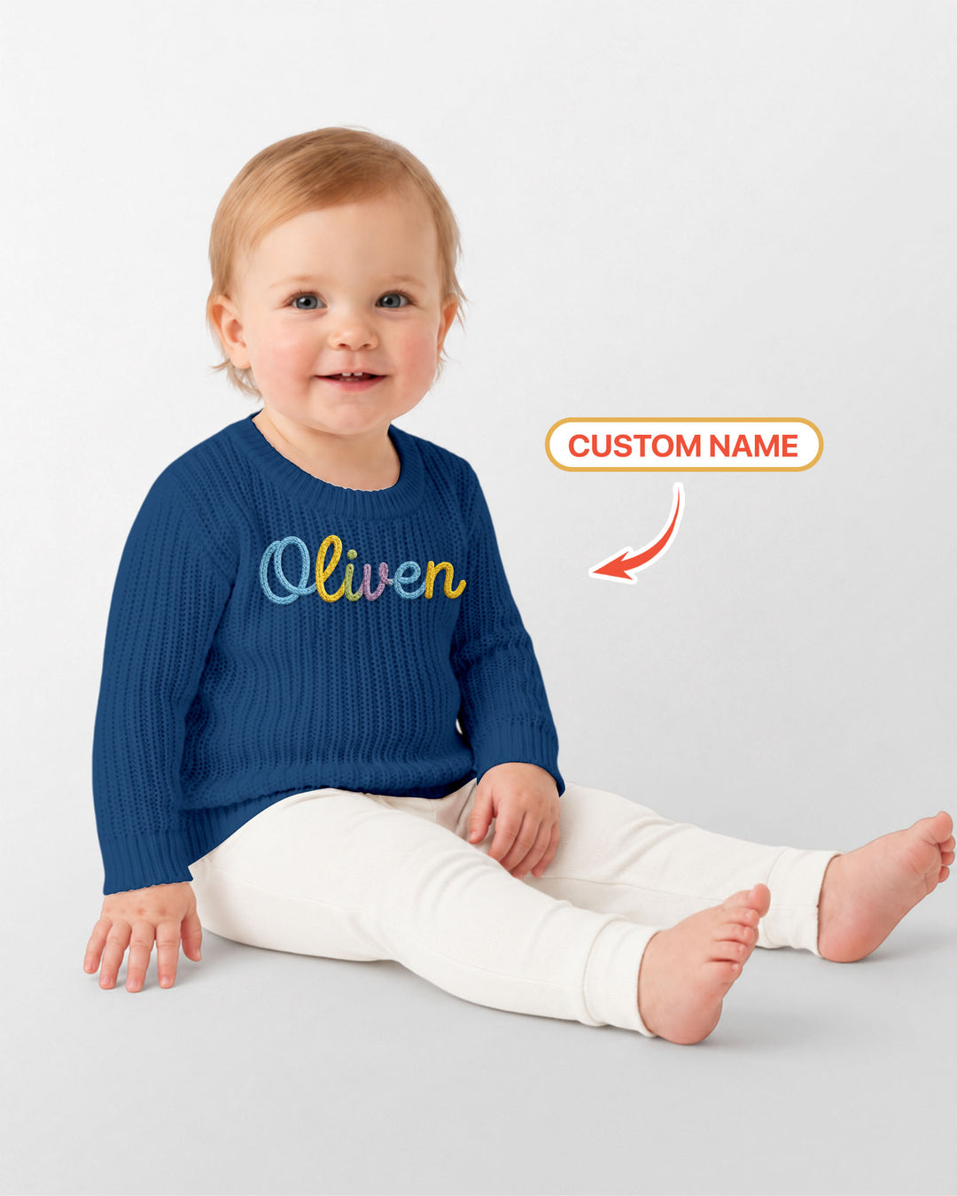 Embroidered Baby Name Bamboo Knit Sweater Bubble