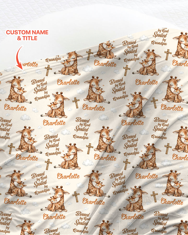 Custom Name Blessed By God Spoiled By Grandma Swaddle Blanket