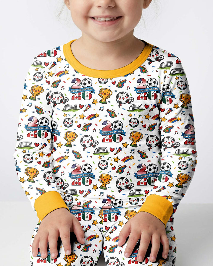 Soccer Fever 2026 Family Matching Bamboo Two Piece Long Sleeve Pajama Set