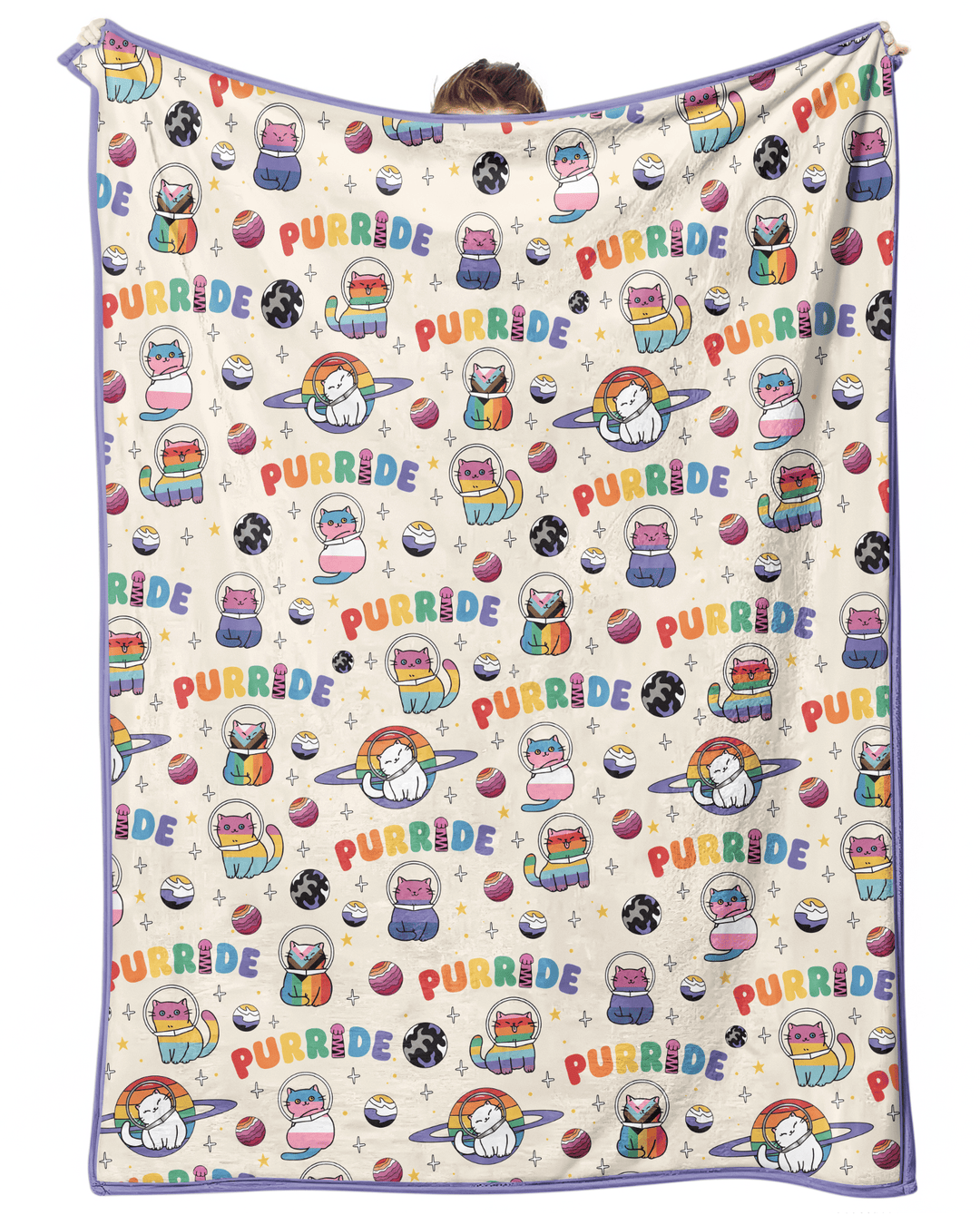 Rainbow Space Cats Family Matching Bamboo Blanket