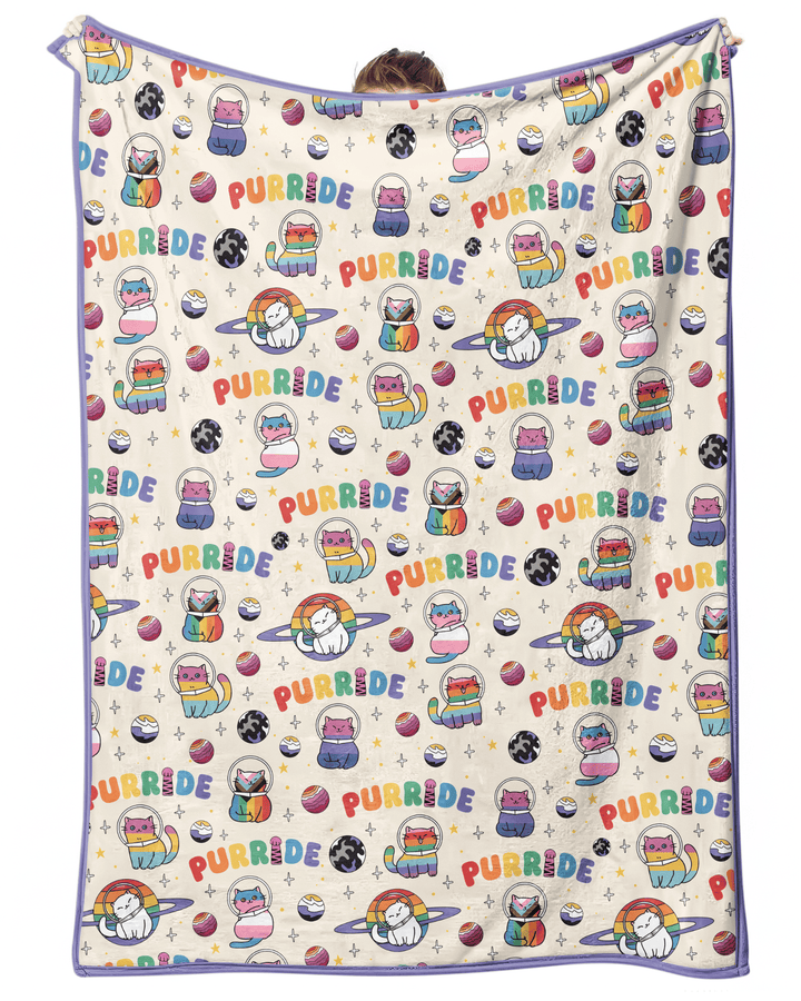 Rainbow Space Cats Family Matching Bamboo Blanket