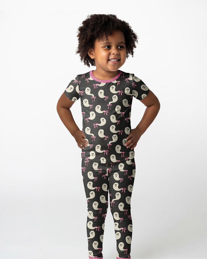 Little Ghosts Bamboo Two Piece Short Sleeve Pajama Set For Haloween