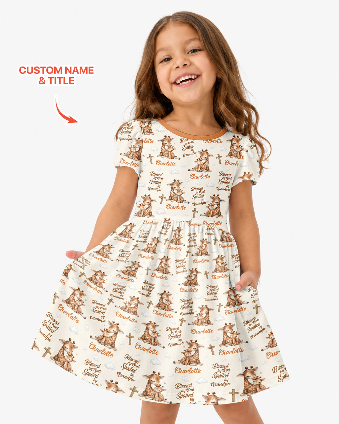 Custom Name Blessed By God Spoiled By Grandma Bamboo Twirl Dress