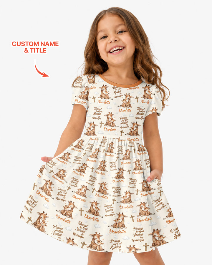 Custom Name Blessed By God Spoiled By Grandma Bamboo Twirl Dress