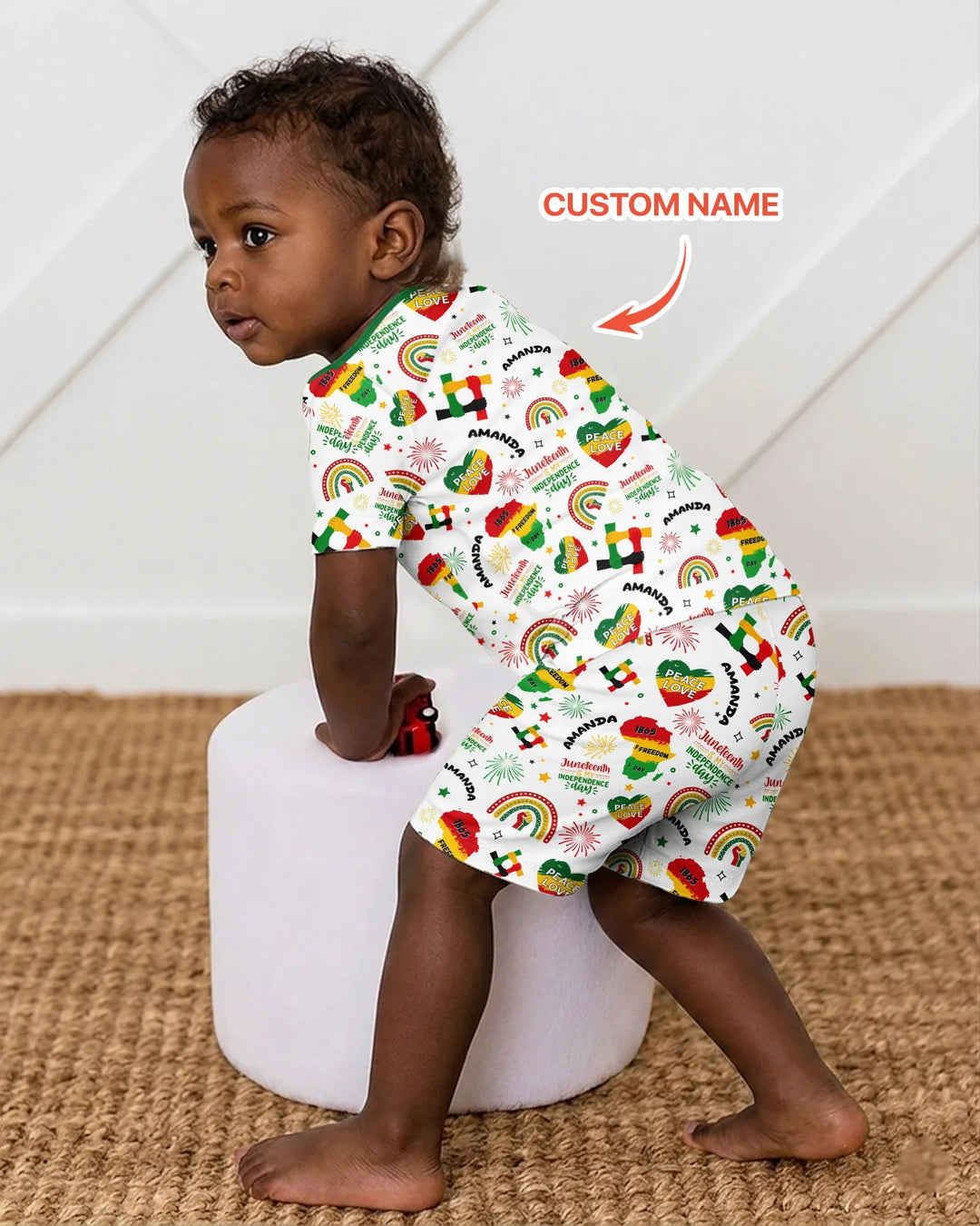 Custom Name Juneteenth Is My Independence Day Bamboo Two Piece Short Sleeve Shorts Pajama Set