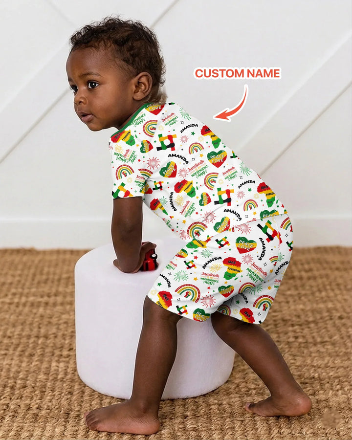 Custom Name Juneteenth Is My Independence Day Bamboo Two Piece Short Sleeve Shorts Pajama Set
