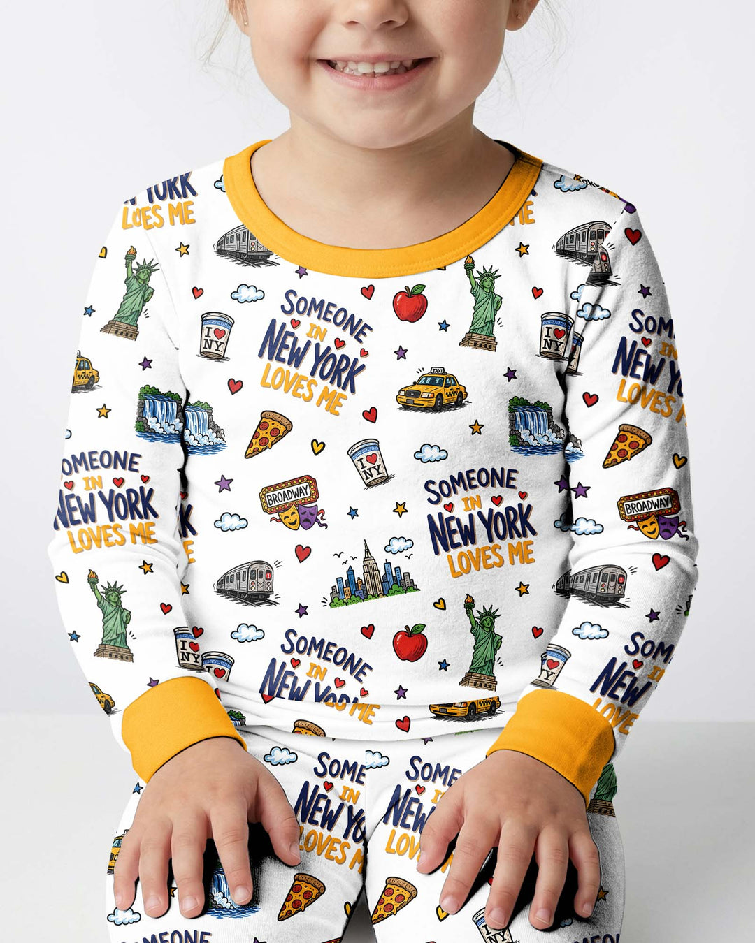 Someone in New York Loves Me Bamboo Two Piece Long Sleeve Pajama Set (P)