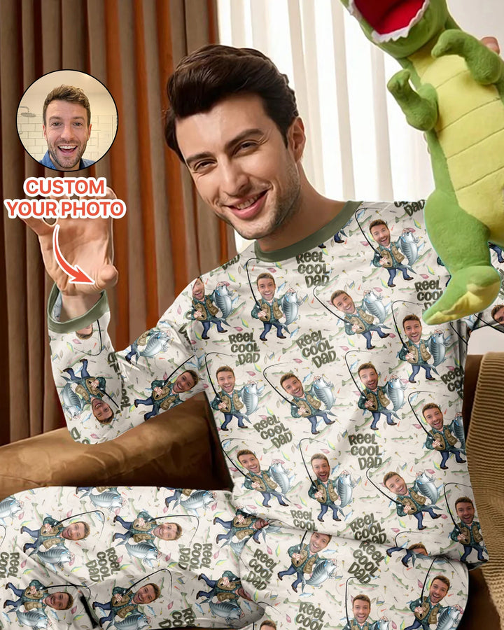 Custom Photo Dad Fishing's Buddy Daddy & Me Matching  Bamboo Men's Pajama Set