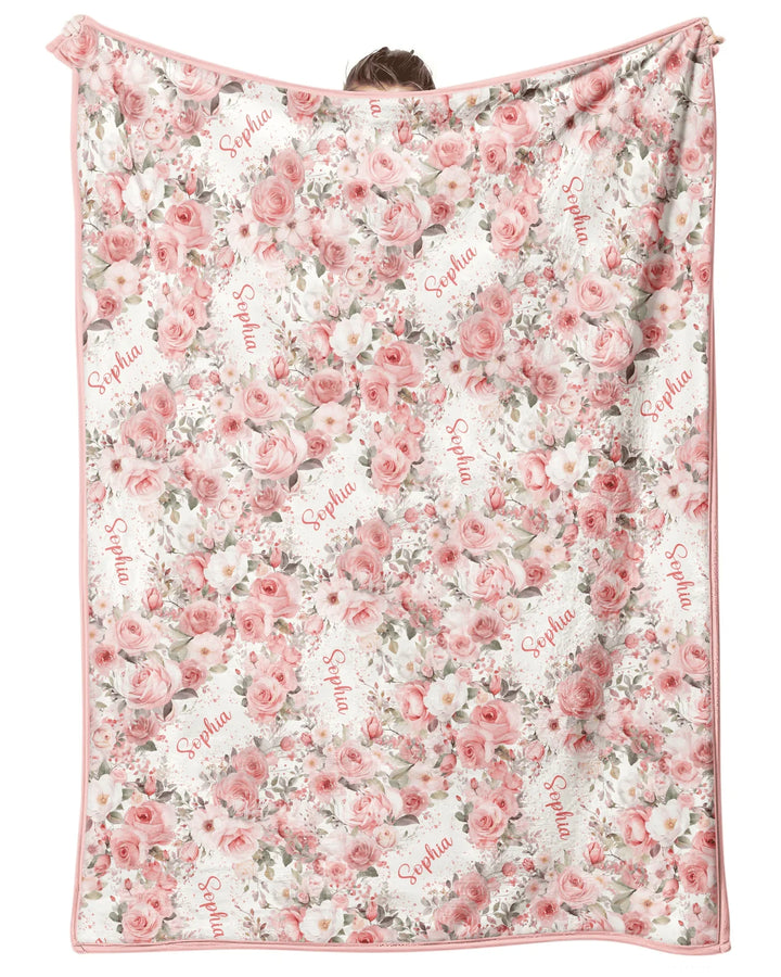 Custom Name Birth Month Flowers Bamboo Blanket