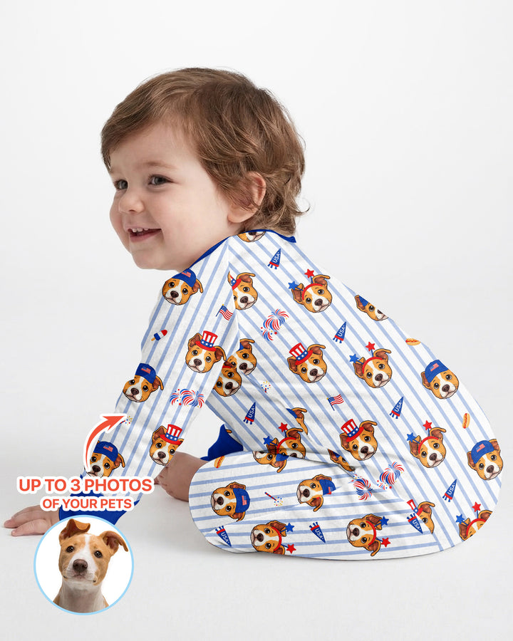 Custom Pet Image 4th of July Family Matching Bamboo Convertible Zippy