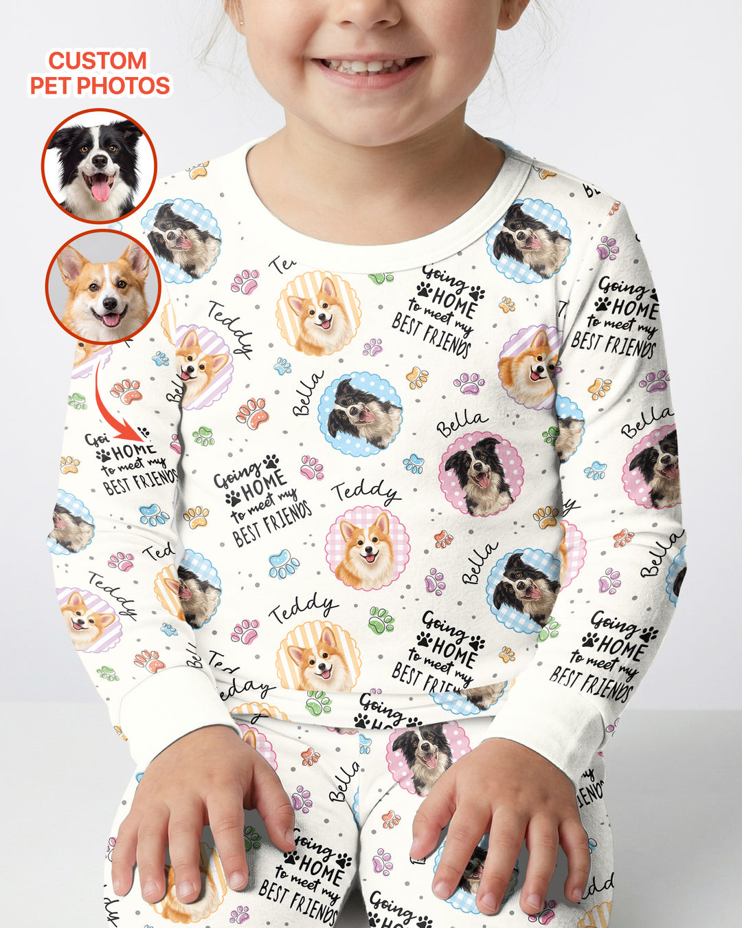 Custom Pet Photo My First Best Friend Bamboo Two Piece Long Sleeve Pajama Set