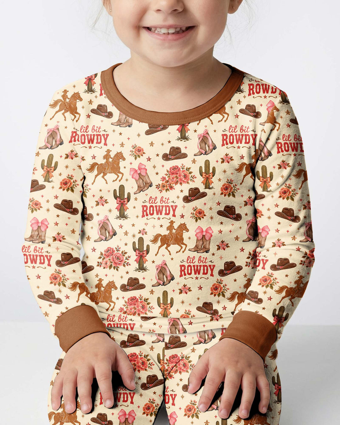 Coquette Cowgirl Lil Bit Rowdy Two Piece Long Sleeve Pajama Set