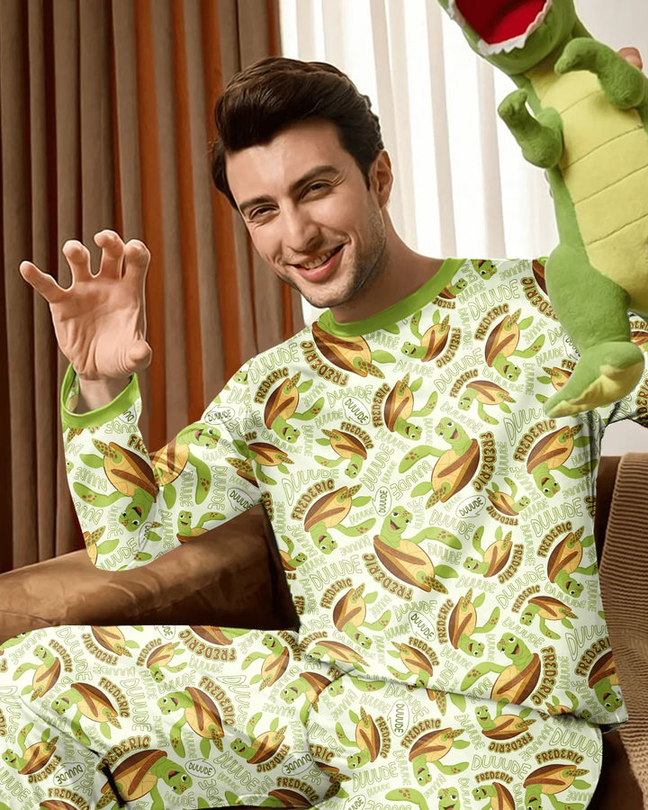 Custom Name Version Father and Son Turtle Bamboo Men's Pajama Set