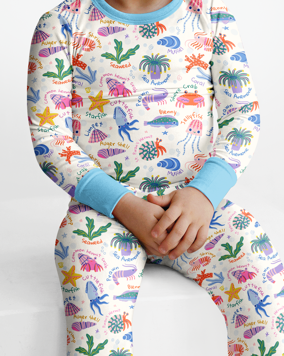 Conjunto de pijama de dos piezas de bambú de manga larga Tide Pool Pals