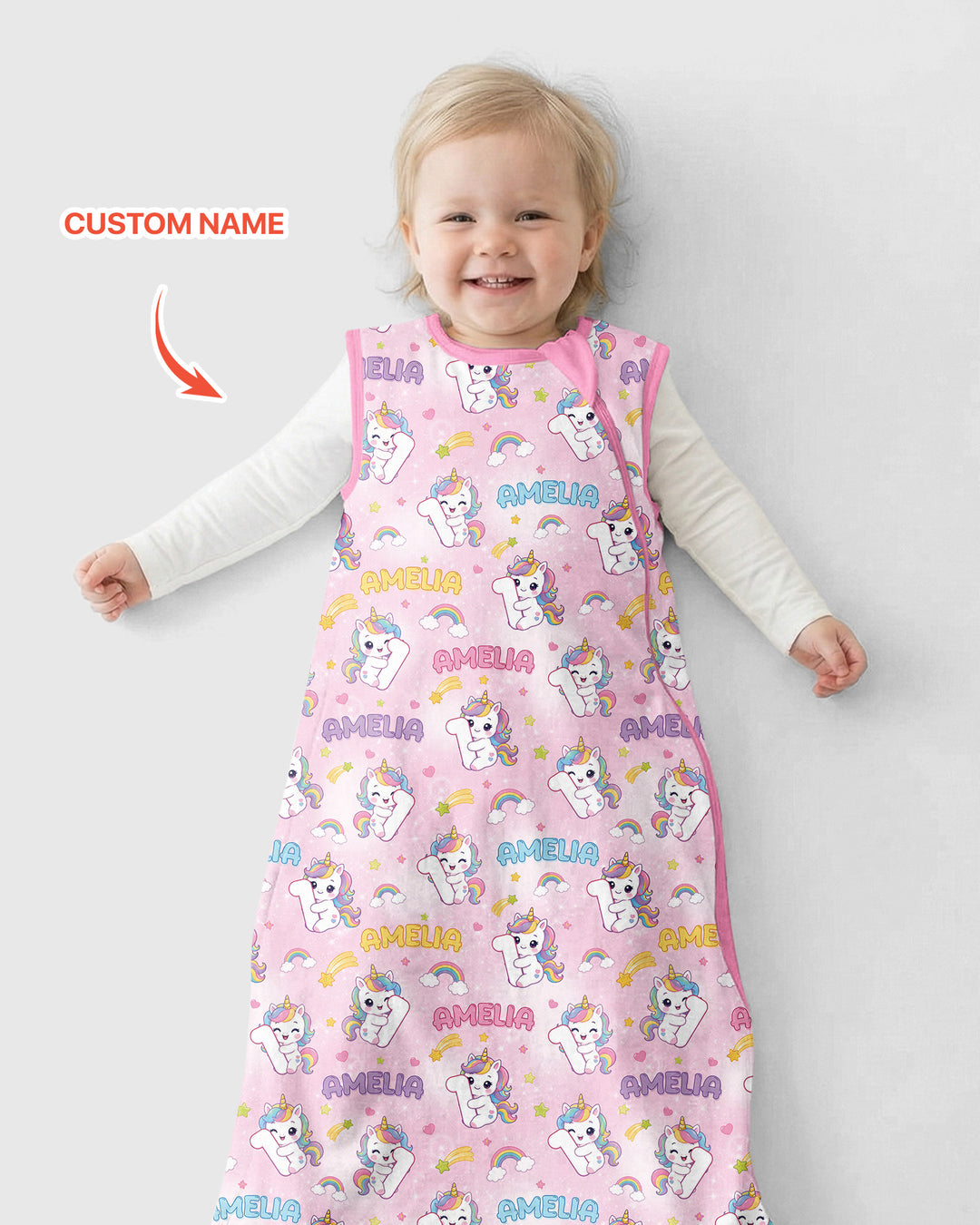 Custom Name Kawaii Unicorn Birthday Bamboo Sleep Bag