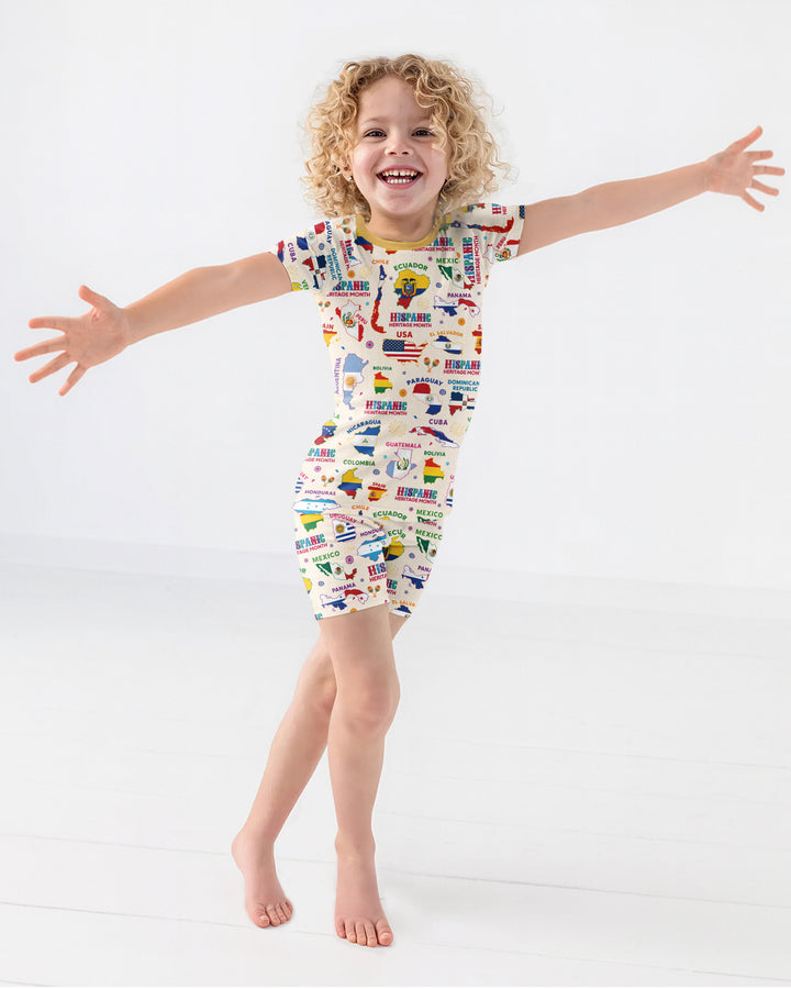 Hispanic Heritage Month Country Flags Bamboo Two Piece Short Sleeve Shorts Pajama Set