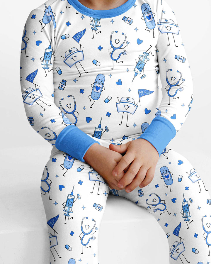 Conjunto de pijama de dos piezas de bambú de manga larga para toda la familia "Coastal Charm"
