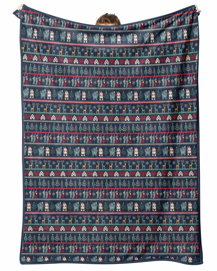 Vintage Nordic Christmas Bamboo Blanket