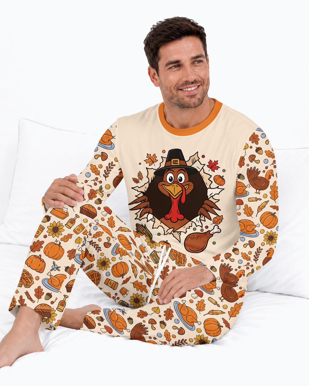 Funny Turkey on Thanksgiving Bamboo Men's Pajama Set