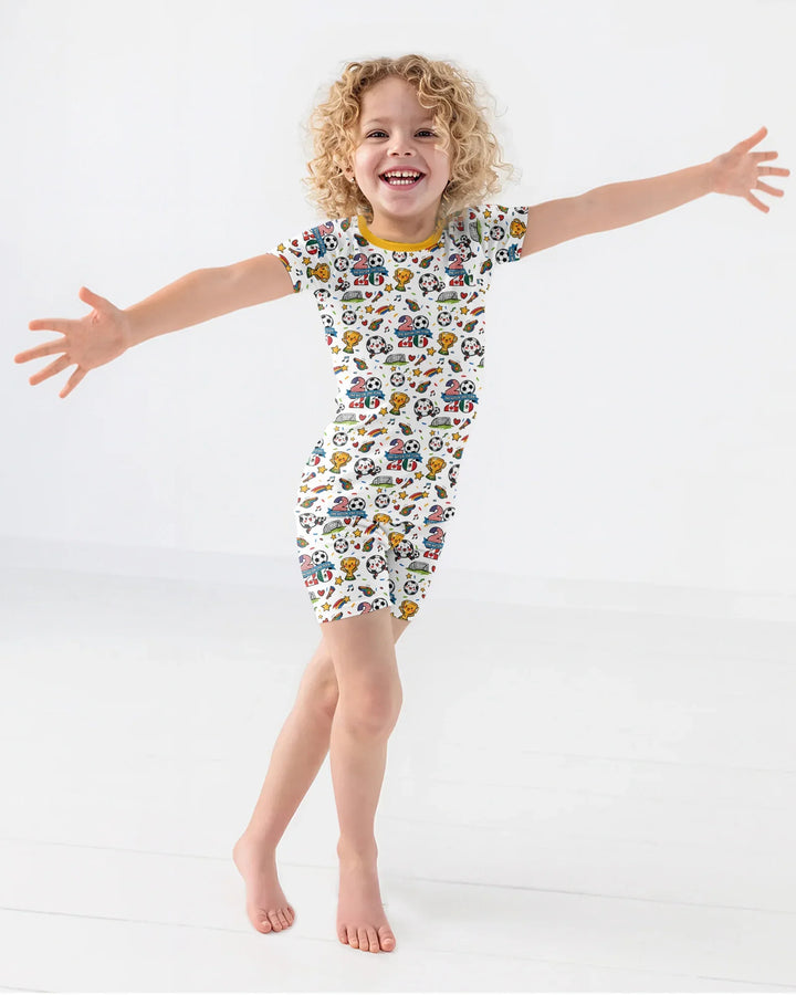 Soccer Fever 2026 Family Matching Bamboo Two Piece Short Sleeve Shorts Pajama Set