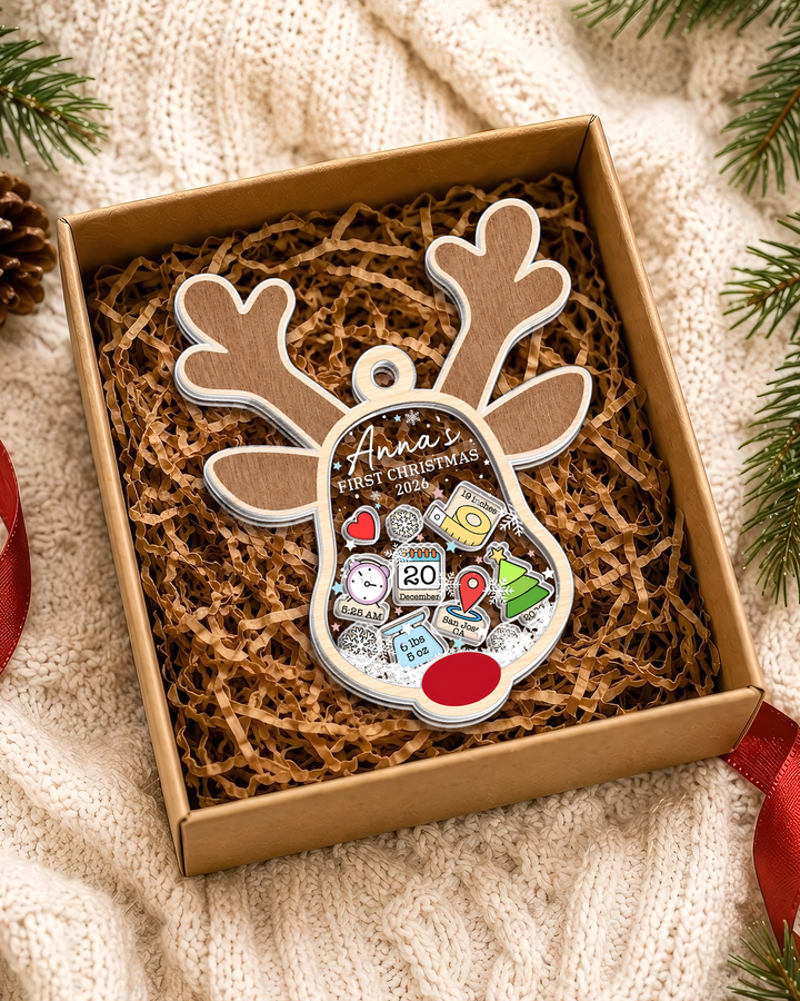 Reindeer Baby First Christmas Shaker Ornament