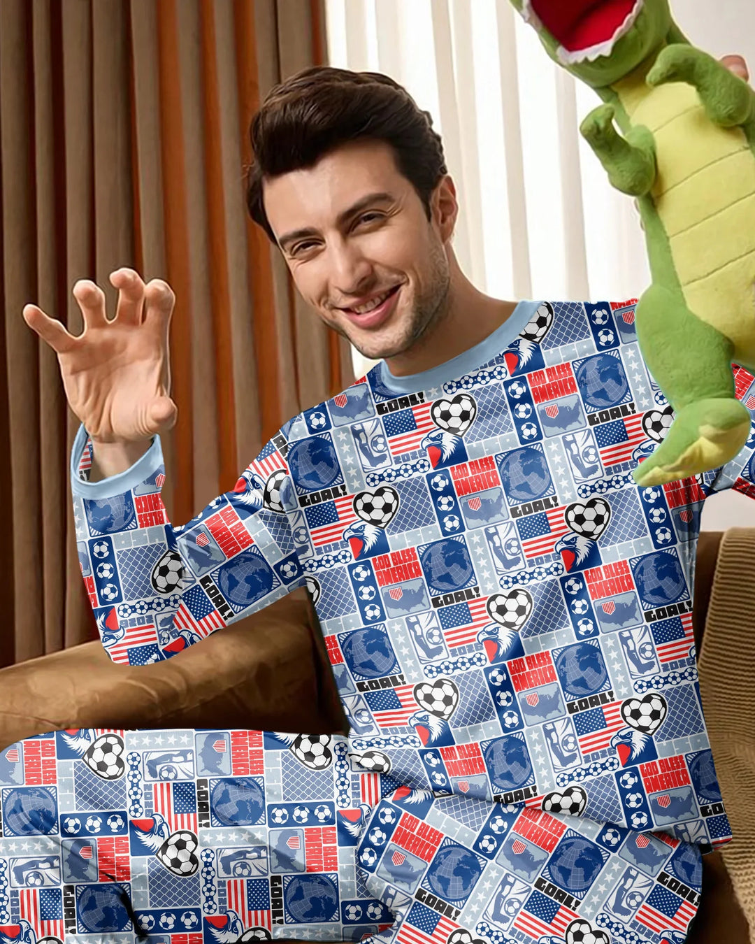 World Soccer God Bless America Bamboo Men's Pajama Set