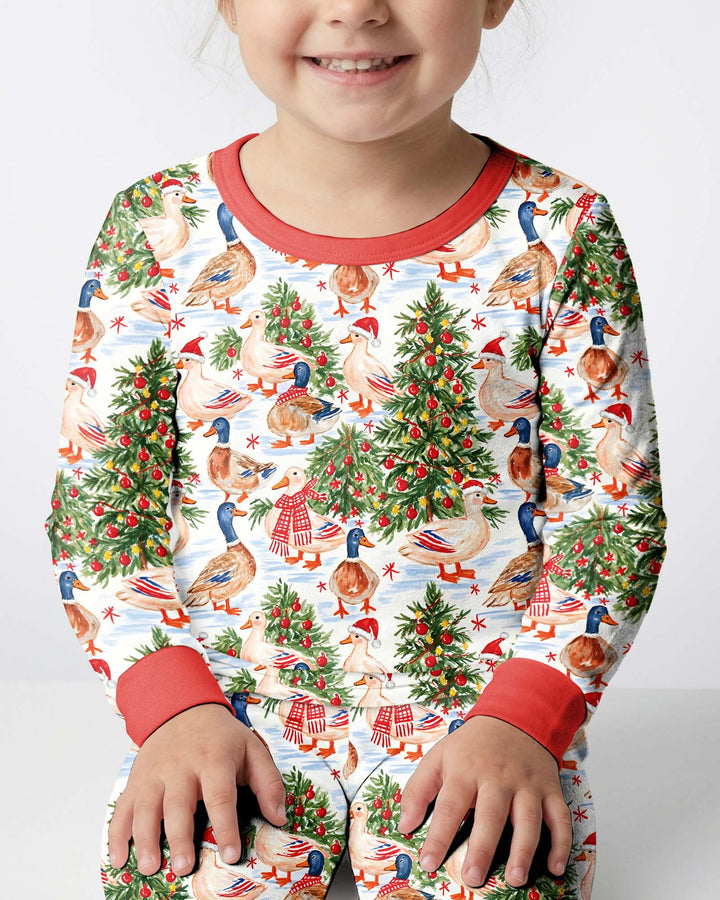 Christmas and Duck Bamboo Two Piece Long Sleeve Pajama Set