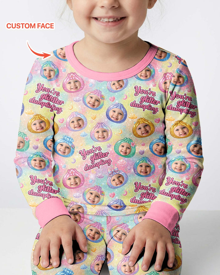 Custom Photo You're Glitter Dumpling Bamboo Two Piece Long Sleeve Pajama Set