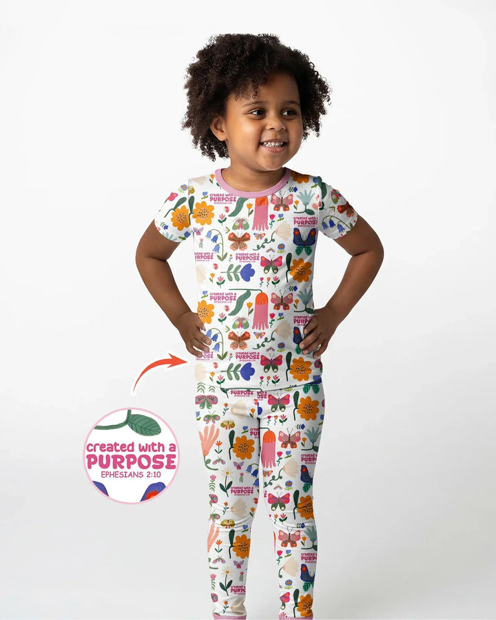 Created With A Purpose Bamboo Two Piece Short Sleeve Shorts Pajama Set
