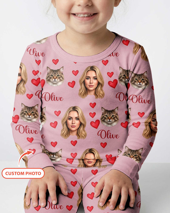 Custom Face Family Matching Bamboo Two Piece Long Sleeve Pajama Set