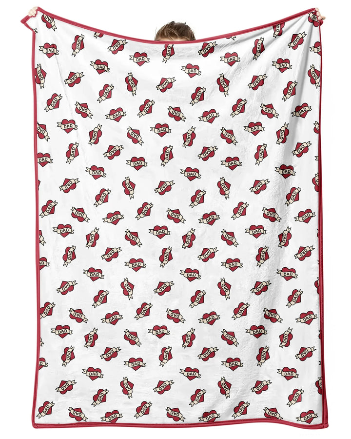 Old School Dad Hearts Daddy & Me Matching Bamboo Blanket