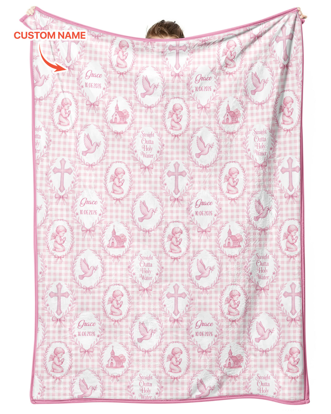 Custom Name Baptism Straight Outta Holy Water Bamboo Blanket