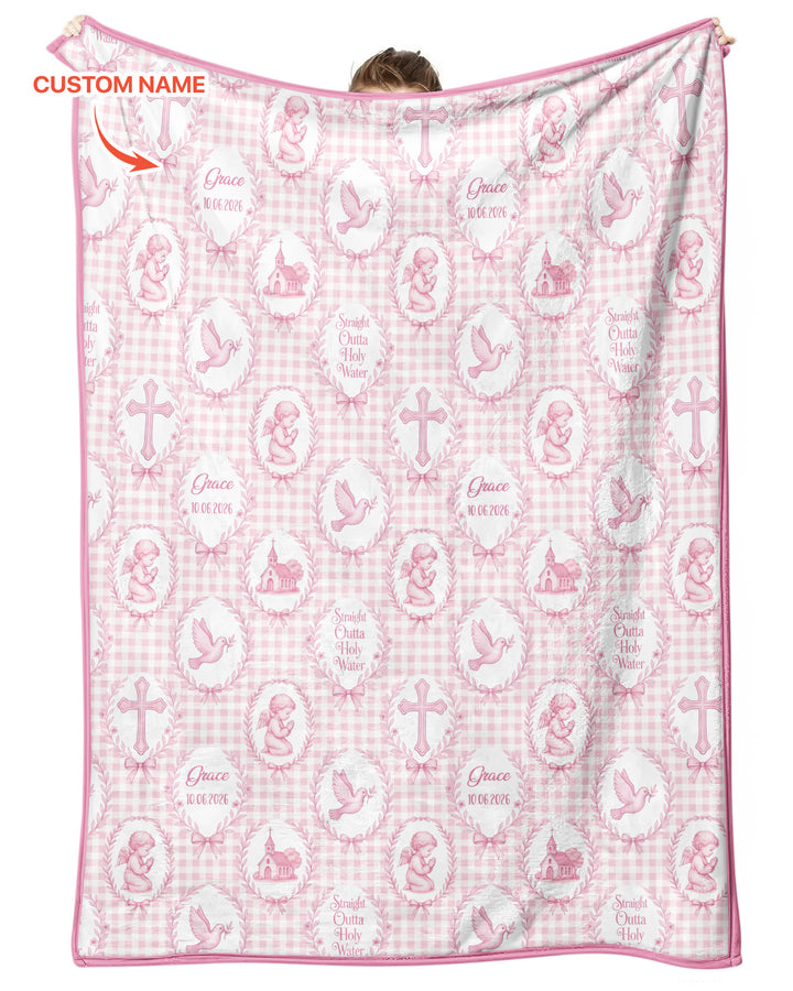 Custom Name Baptism Straight Outta Holy Water Bamboo Blanket
