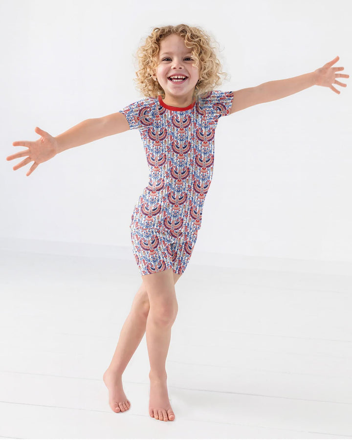 Patriotic Eagle Bamboo Two Piece Short Sleeve Shorts Pajama Set