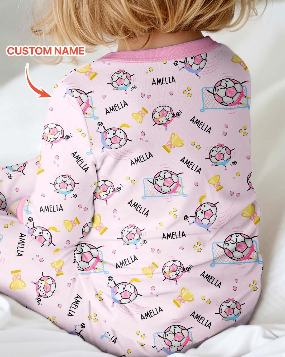 Mono convertible de bambú con cremallera a juego para padre e hijo de fútbol con nombre personalizado