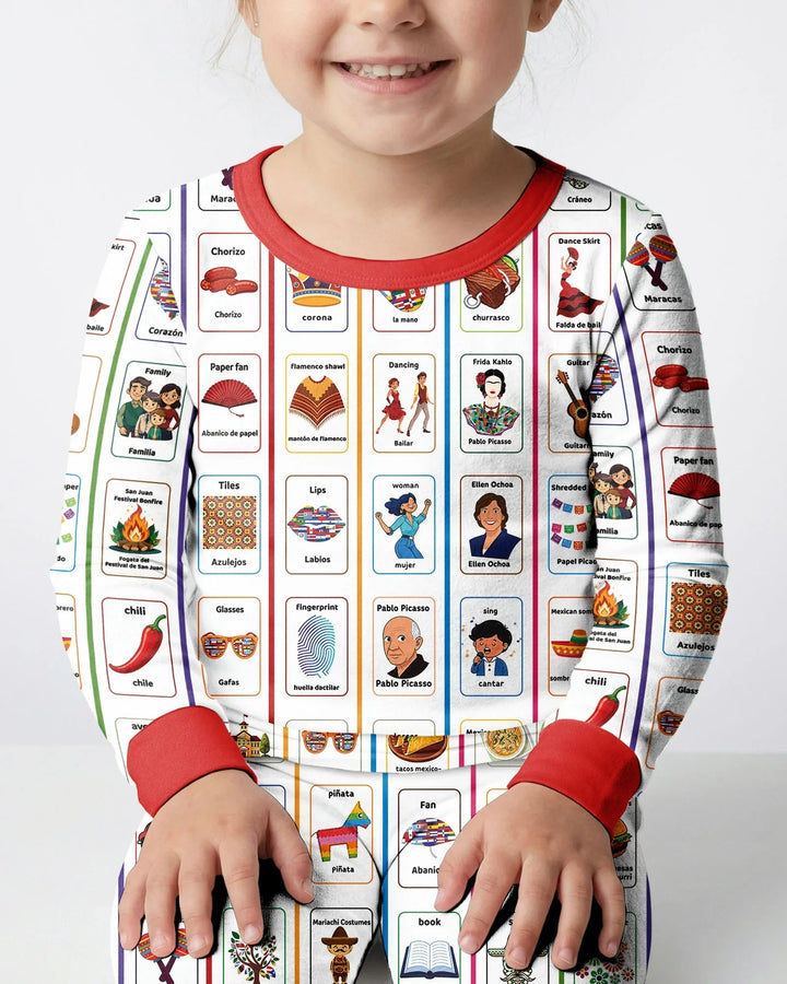 Lotería Hispanic Heritage Month Bamboo Two Piece Long Sleeve Pajama Set