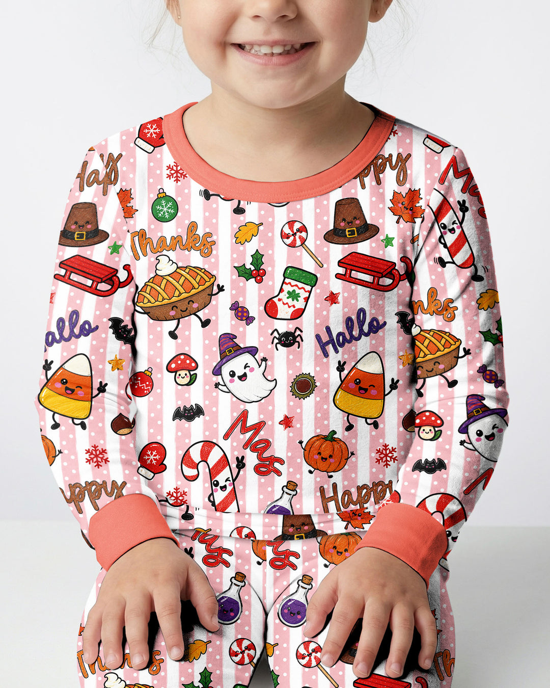 Happy Hallothanksmas Bamboo Two Piece Long Sleeve Pajama Set