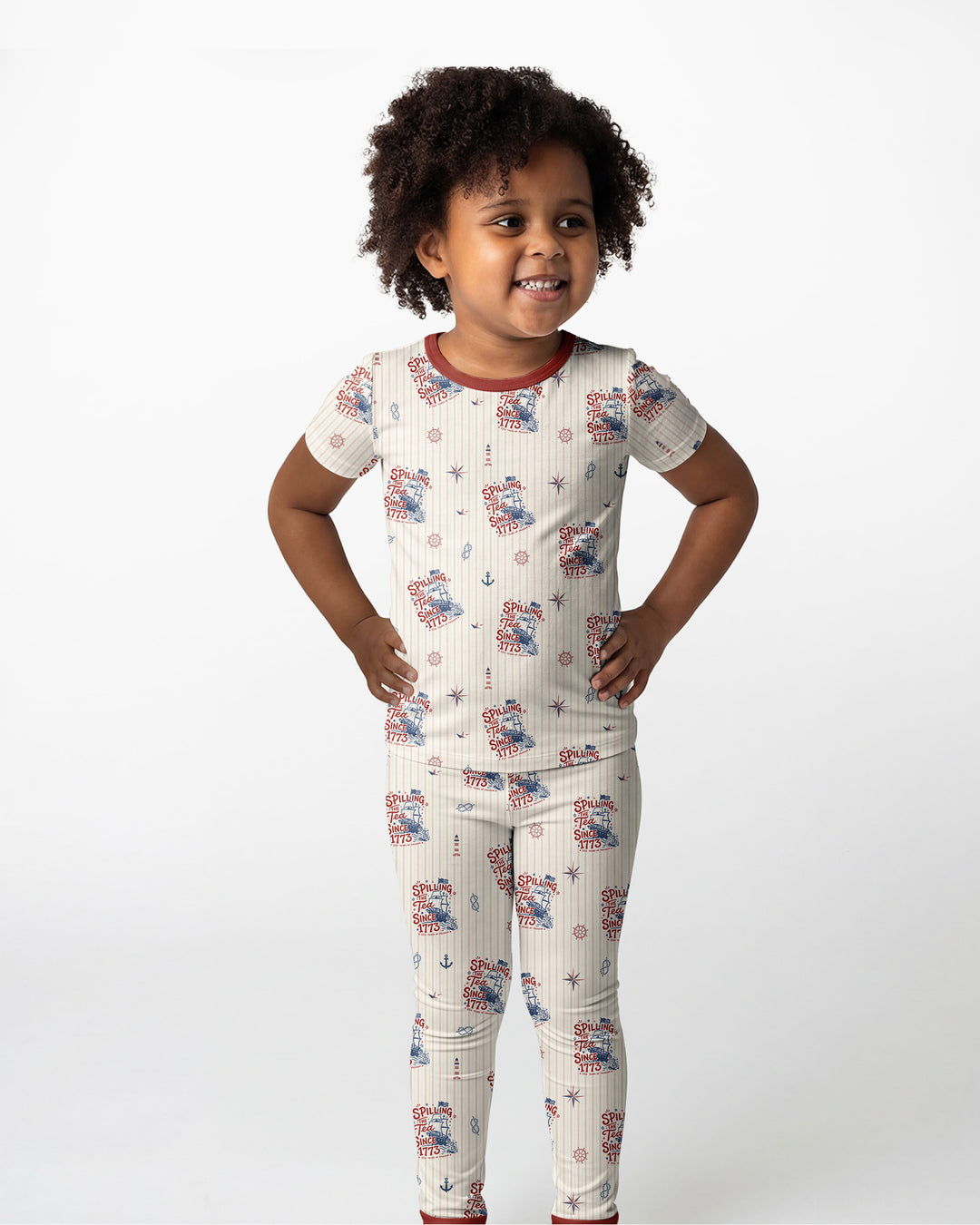 Spilling The Tea Since 1773 Family Matching Bamboo Two Piece Short Sleeve Pajama Set