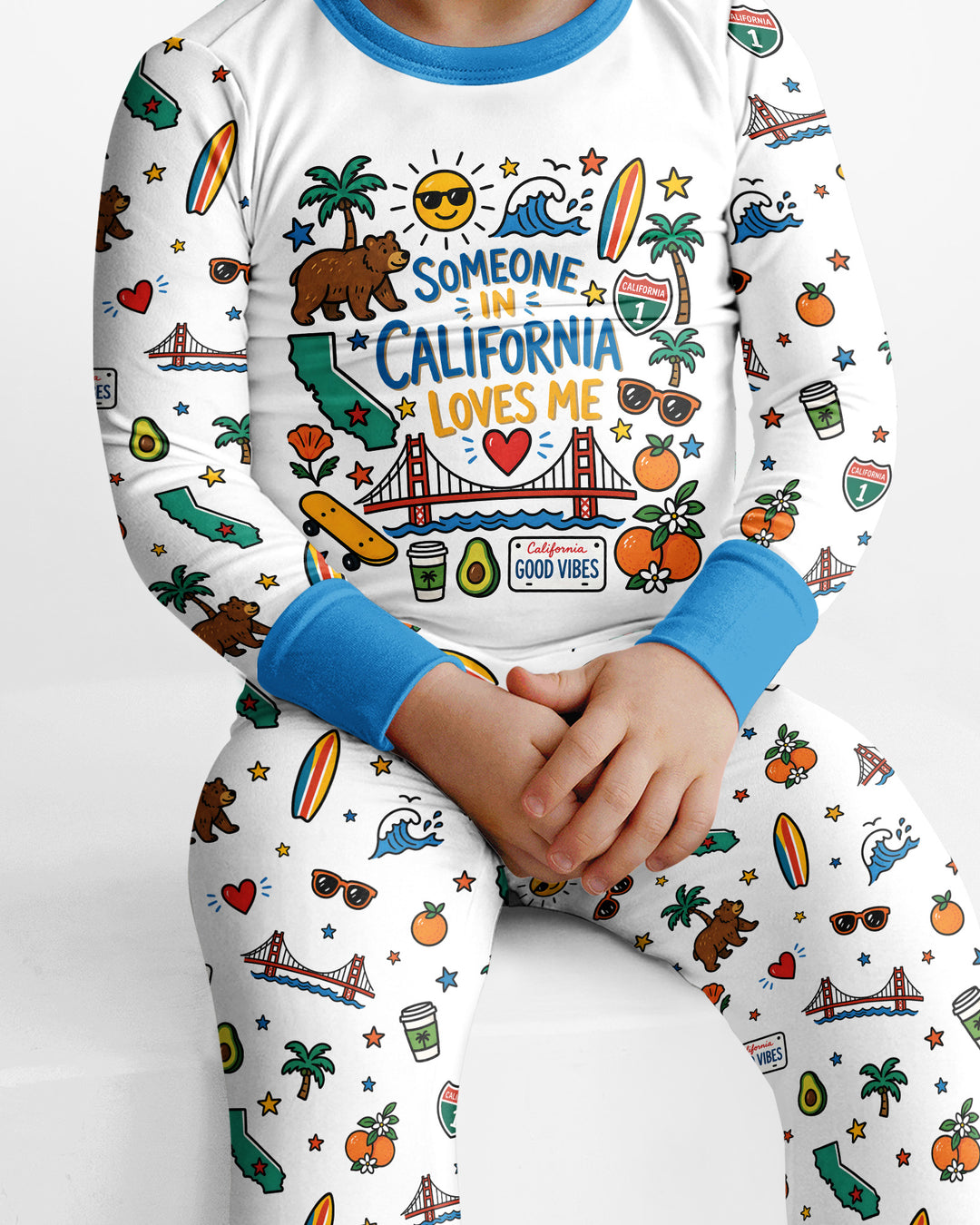 Someone in California Loves Me Bamboo Two Piece Long Sleeve Pajama Set (A)